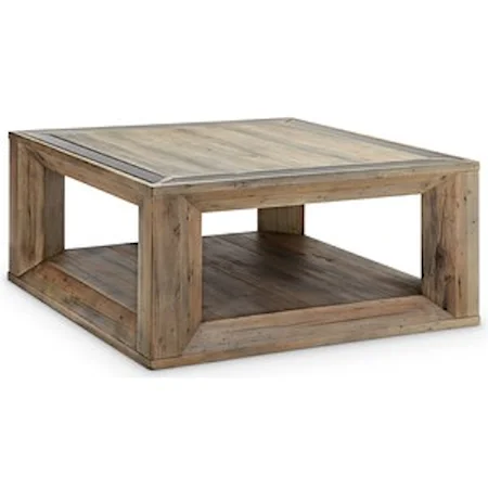 Rustic Square Cocktail Table with Casters